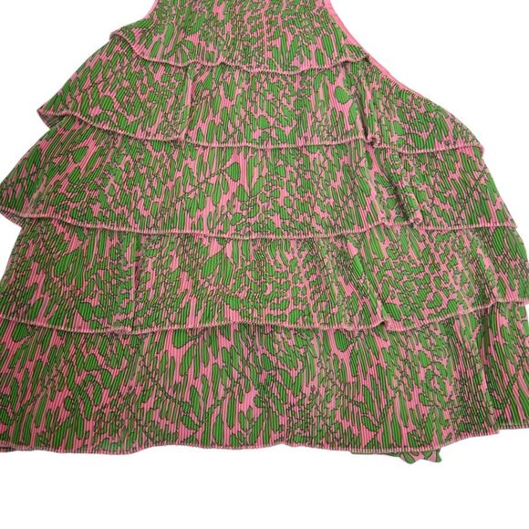 Trina Turk Womens Large Petal Print Plissé Ruffle Halter Top in Pink Dawn NEW - Picture 6 of 11
